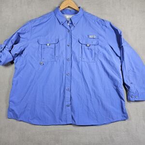 Columbia PFG Shirt Womens 3X Long Sleeve Vented Fishing Tactel Nylon Periwinkle